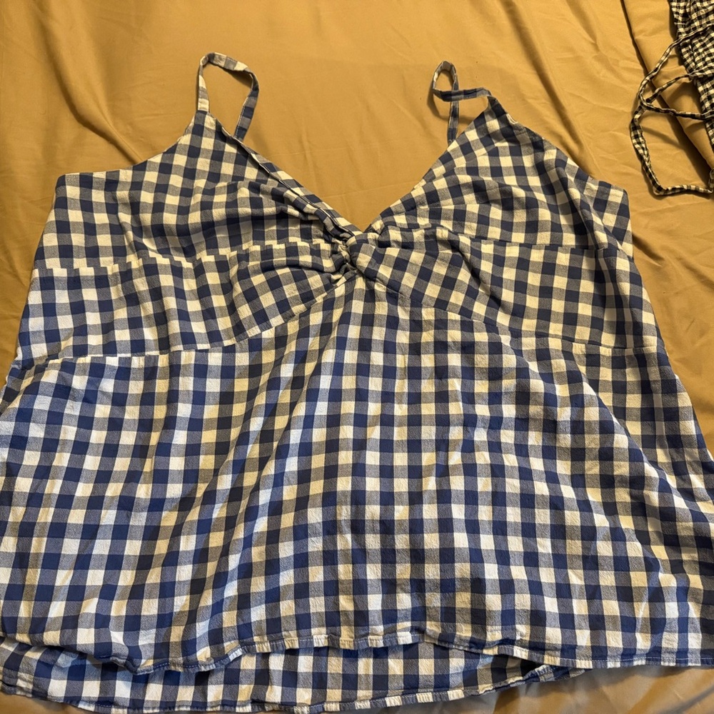 Old Navy Blue and White Gingham Camisole